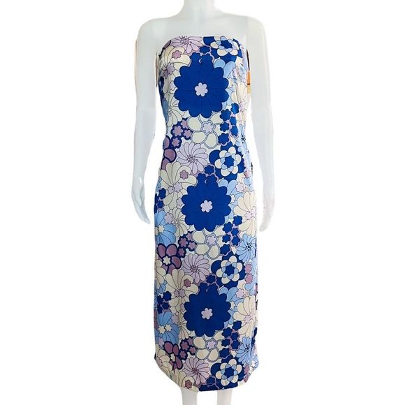 🌴 Mix & Match 2/$150 🌴 Zara Retro Mod Floral Print Strapless Midi Dress - Picture 9 of 16